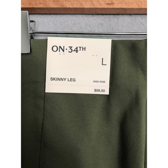 On 34th Women's Size Large High Rise Skinny Trouser Pants Olive NEW - Picture 3 of 6